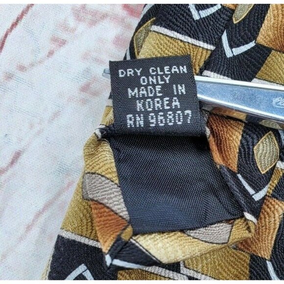 Vintage Courage Hand Sewn Abstract Design Gold Tone Men’s Tie – Rare Collectible - Picture 12 of 12